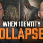 March or Die podcast thumbnail "When Identity Collapses" featuring host Jeremy Stalnecker and guest Marcus McClain with military-themed imagery exploring veteran identity crisis.