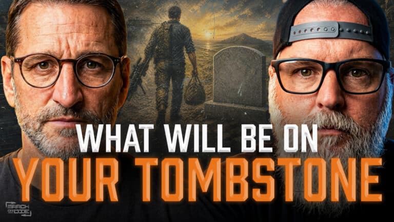 A thumbnail for a discussion with Jeremy Stalnecker and Dagan Van Oosten, featuring the text "WHAT WILL BE ON YOUR TOMBSTONE" in white and orange.