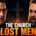 Jeremy Stalnecker and Nick Freitas on the March or Die show with overlay text reading "The Church Lost Men" and a cross in the background.